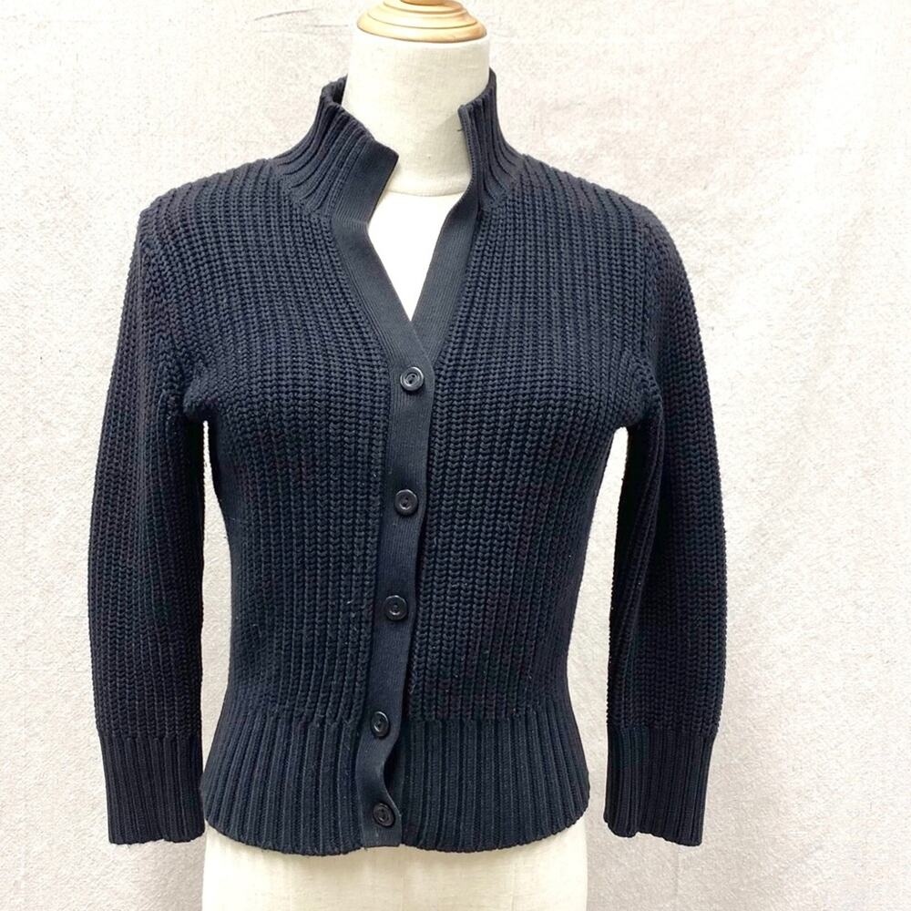 Talbots Petites black knit 3/4 sleeve cropped cardigan sweater‎ Size Petite